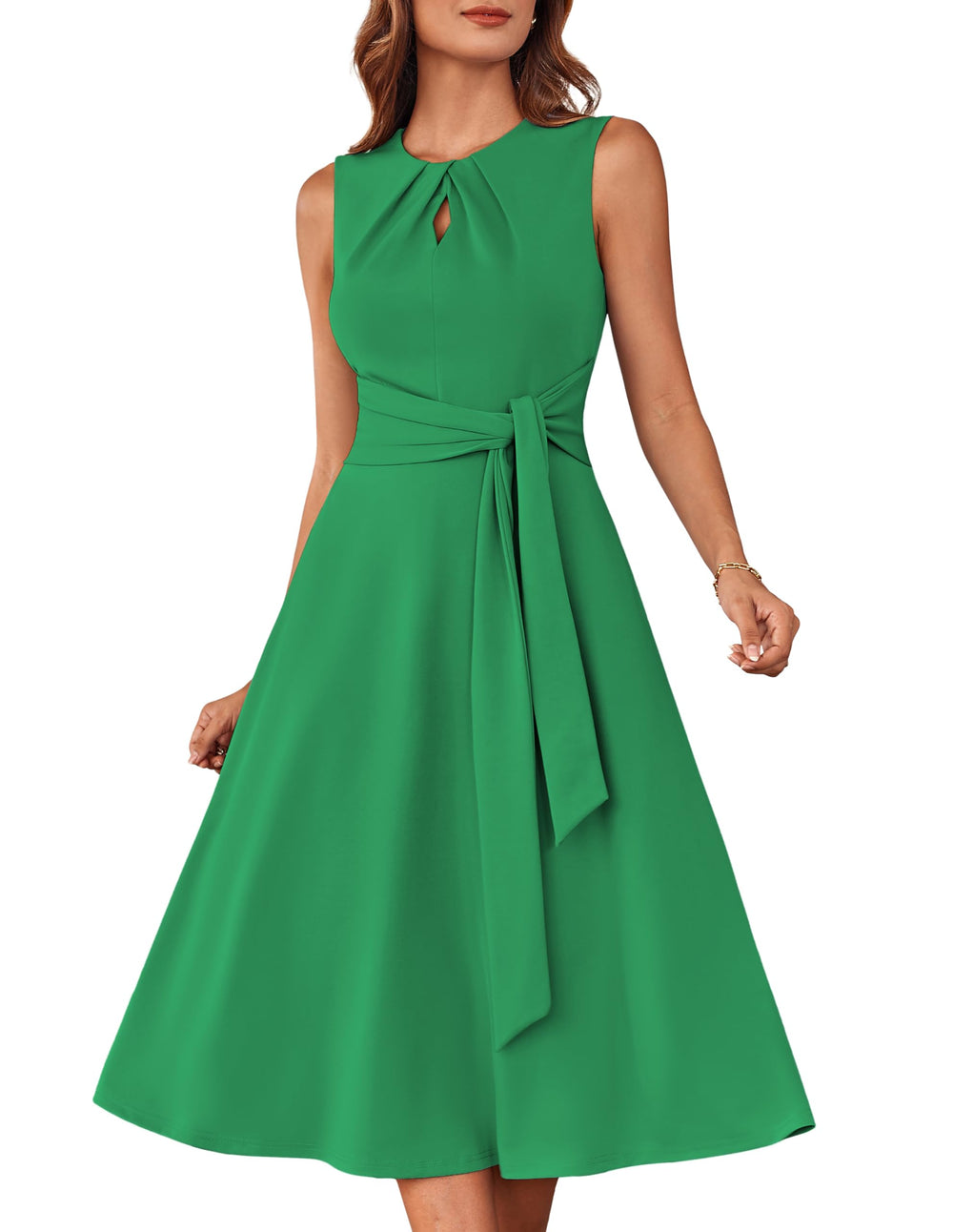 Mary Grace Women's Robe – Sleeveless Round Neck, Midi A-Line Cut & Belt with Pockets
