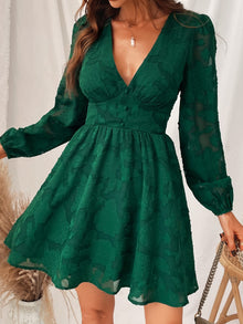 Virelle Cupshe Dress for Women – Floral Lace V-Neck, Long Sleeves & Elegant A-Line Cut