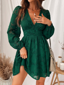 Virelle Cupshe Dress for Women – Floral Lace V-Neck, Long Sleeves & Elegant A-Line Cut