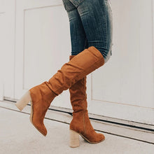 Zuri Suede High Boots Women – Elegant Thigh-High Boots with Block Heel & Comfortable Lining