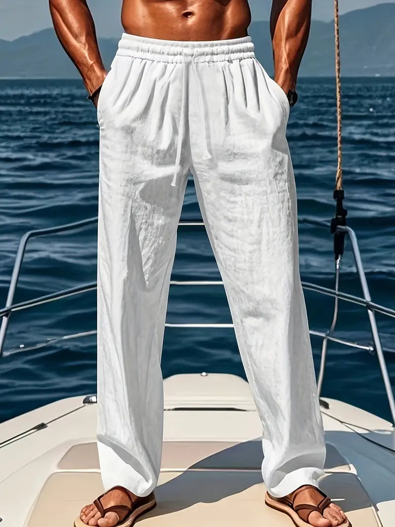 Ethan Men's Pants – Wide Linen Breathable Pants with Loose Fit & Elegant Summer Style