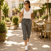 Sunavea – Women's Gingham Drawstring Capri Pants for Summer