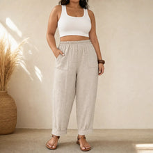 Loriane – Women's Cuffed Ankle Pull-On Pants, Relaxed Fit, Elastic Waist