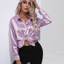 Valérie Satin Blouse Woman – Elegant Long Sleeve Shirt, Loose and Shiny Cut