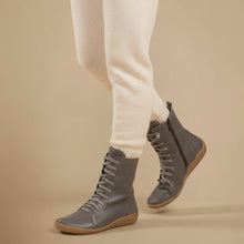 Melly Women's Mid-Calf Boots – Retro Lace-Up Boots with Zipper Closure & Flat Sole