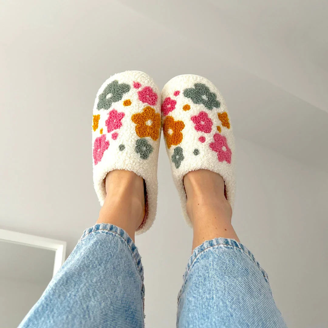 Valentina Women's Slippers with Floral Pattern – Soft and Warm Indoor Slippers for Cozy Winter Comfort
