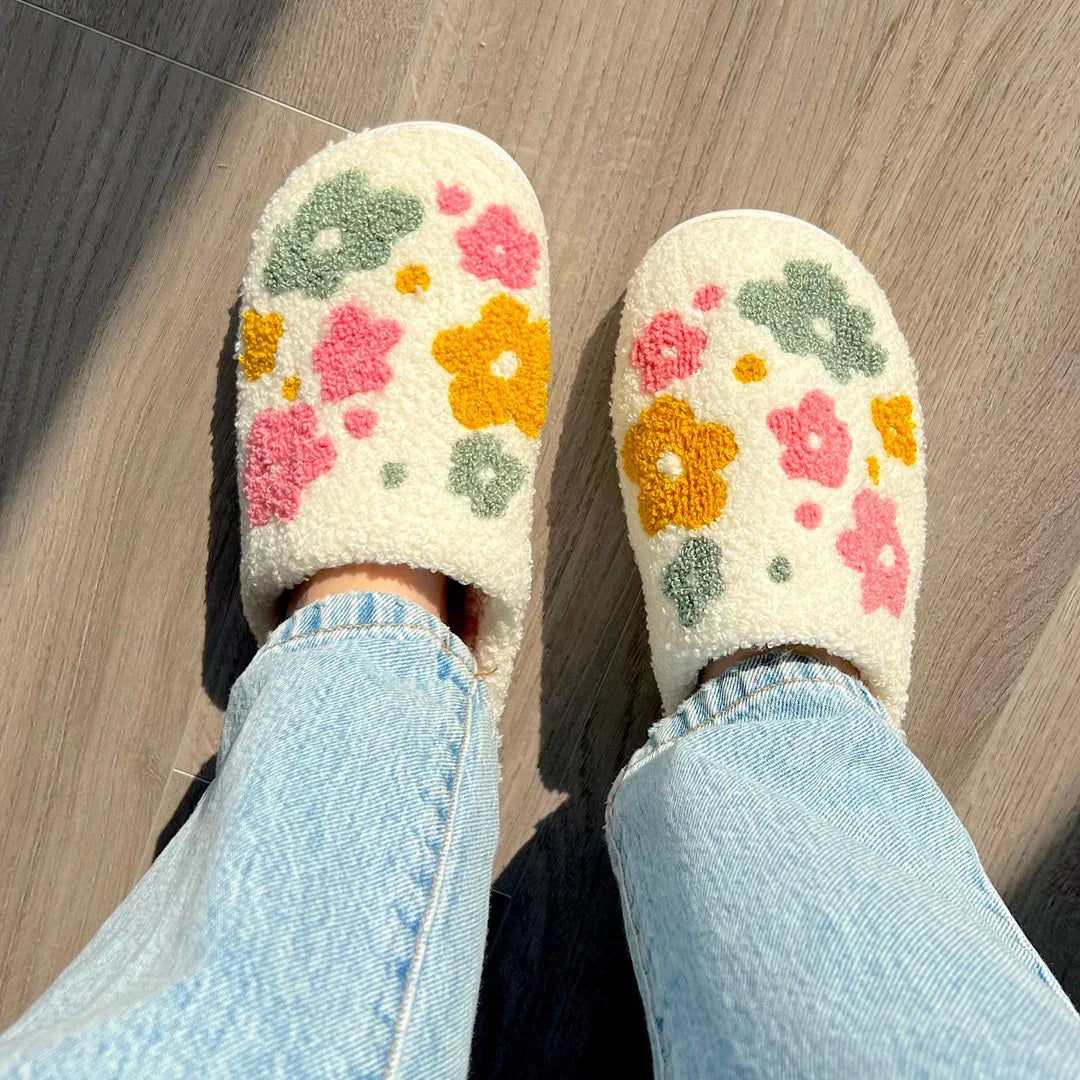 Valentina Women's Slippers with Floral Pattern – Soft and Warm Indoor Slippers for Cozy Winter Comfort