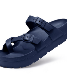 Inara Women's Sandals – Comfortable Platform Slides with Double Buckle & Arch Support