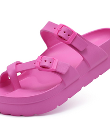 Inara Women's Sandals – Comfortable Platform Slides with Double Buckle & Arch Support
