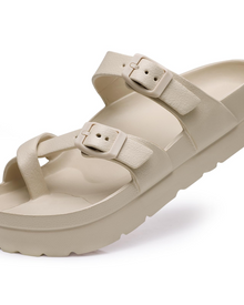 Inara Women's Sandals – Comfortable Platform Slides with Double Buckle & Arch Support