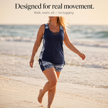 Coastella – Longline Tankini Set with Boyshorts for Women, Full Coverage Two Piece Swimsuit