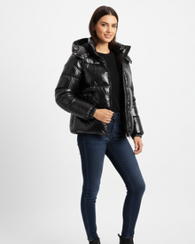 Gigi Shiny Women's Puffer Jacket – Warm Quilted Coat with Removable Hood
