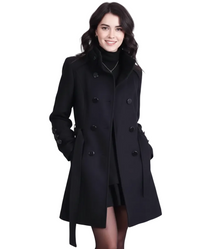 Zafelle Women's Mid-Length Coat – Wool Coat with Elegant Belt for Winter