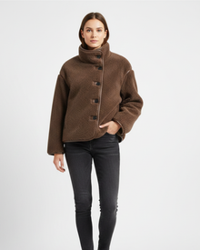 Yllana Elegant Women's Fleece Jacket – Stand Collar & Button Closure for Autumn and Winter