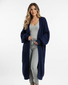 Erca Long Knit Jacket for Women – Elegant Loose Cardigan for Spring, Autumn & Winter