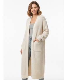 Erca Long Knit Jacket for Women – Elegant Loose Cardigan for Spring, Autumn & Winter