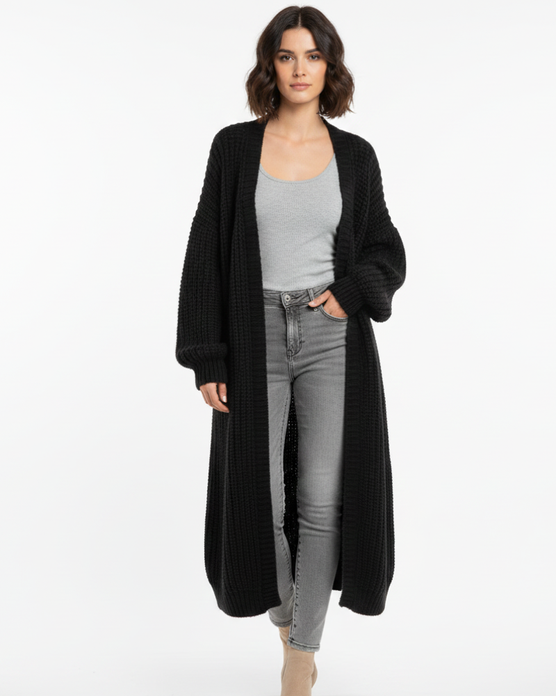 Erca Long Knit Jacket for Women – Elegant Loose Cardigan for Spring, Autumn & Winter
