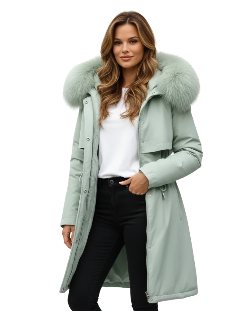Alessia Vieri Women's Winter Coat with Faux Fur Collar – Elegant Cut & Warm Lining