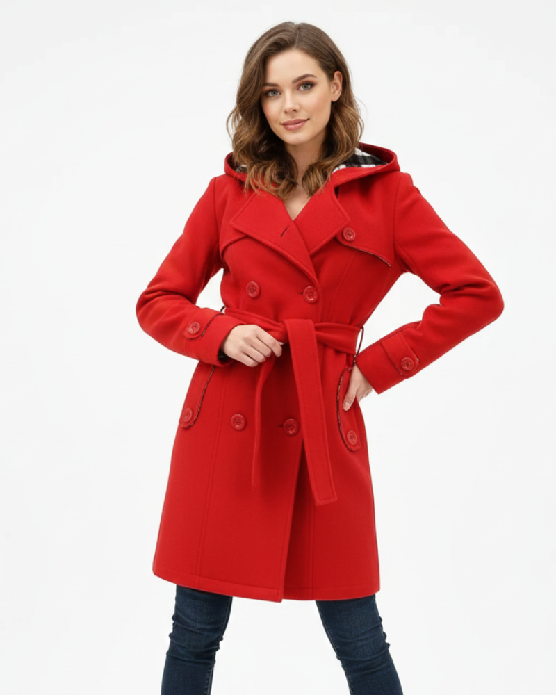 Issa Women's Trench – Elegant Belted Coat with Fitted Cut for Autumn & Winter