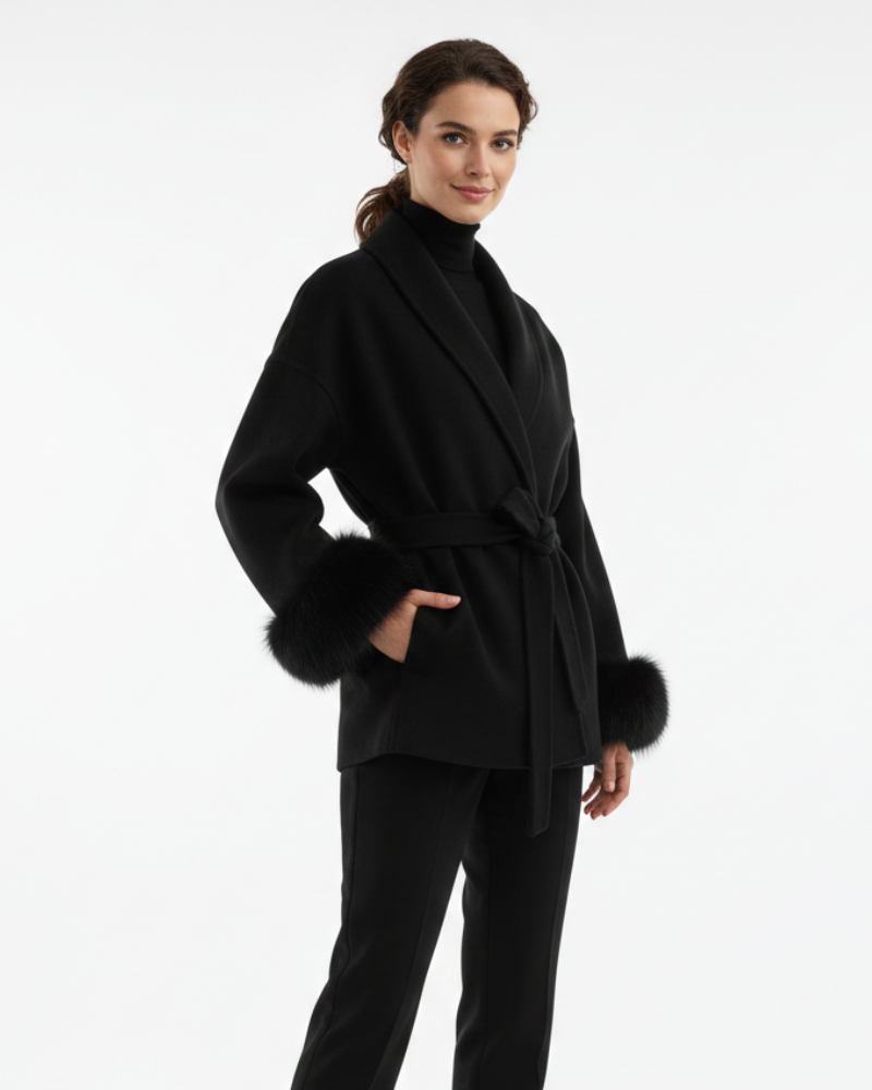 Aurore Women's Belted Coat – Loose Elegant Cut & Timeless Mid-Season Style
