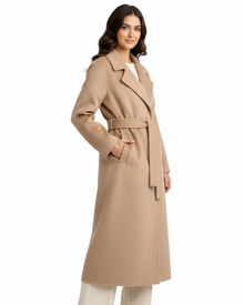 Talitha Long Coat for Women Elegant – Mixed Wool Coat with Classic Lapel Collar