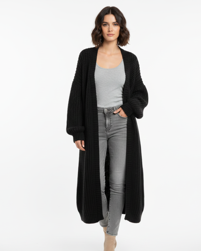 Erca Long Knit Jacket for Women – Elegant Loose Cardigan for Spring, Autumn & Winter