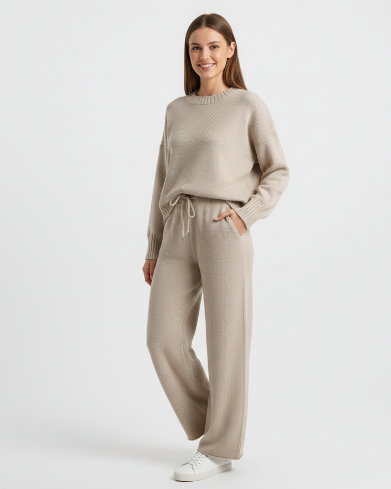 Hella Women's 2-Piece Set – Sweater & Wide-Leg Relaxed Fit Pants in Organic Polyester