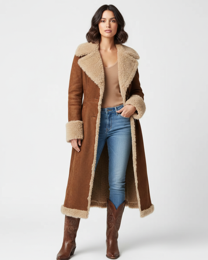 Jalyn Long Coat for Women – Elegant Coat with Modern Retro Style, Timeless Cut