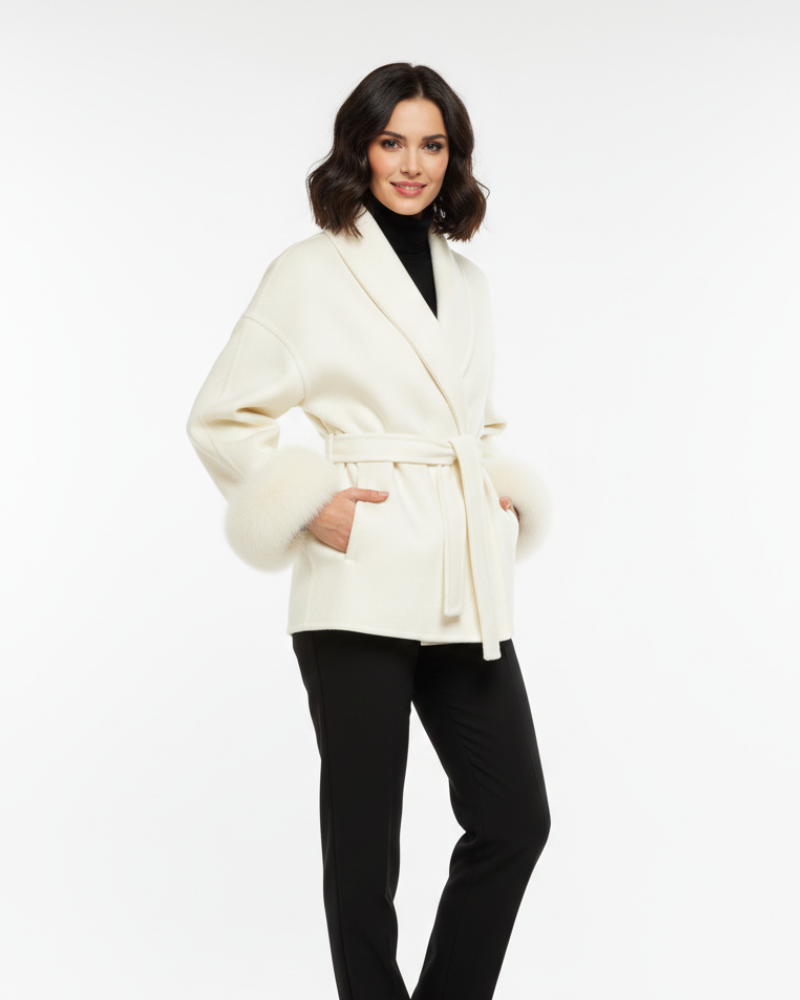 Aurore Women's Belted Coat – Loose Elegant Cut & Timeless Mid-Season Style