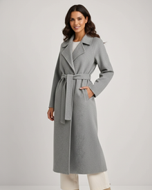 Talitha Long Coat for Women Elegant – Mixed Wool Coat with Classic Lapel Collar