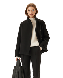 Gabby Women's Short Jacket – Chic Winter Jacket in Mixed Wool with Structured High Collar