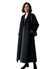 Talitha Long Coat for Women Elegant – Mixed Wool Coat with Classic Lapel Collar