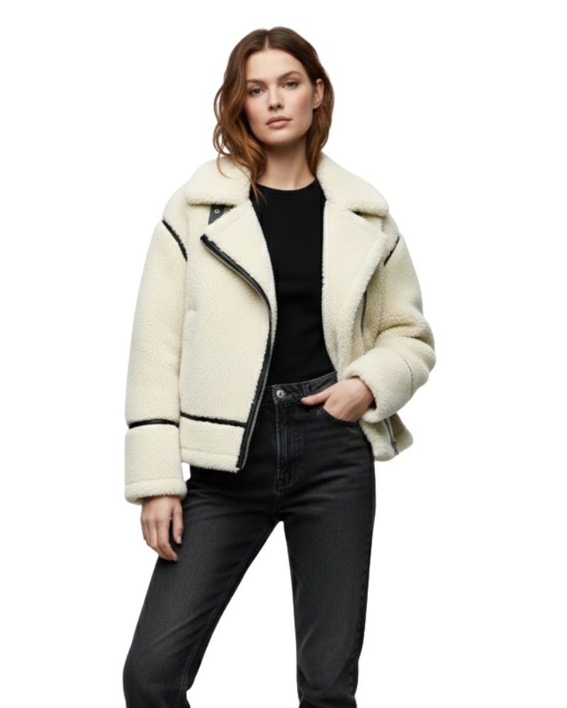 Aurora Teddy Coat for Women – Soft Beige Jacket with Casual Fit & Comfortable Style