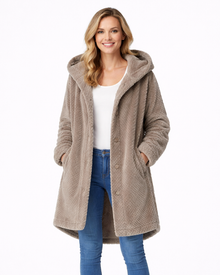 Sonia Women's Fleece Hooded Robe – Soft & Warm Comfortable Fit Lounge Dress