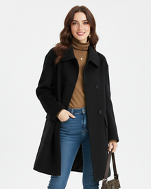 Amanda Mid-Length Woman's Fitted Coat – Timeless Grace & Windproof Comfort