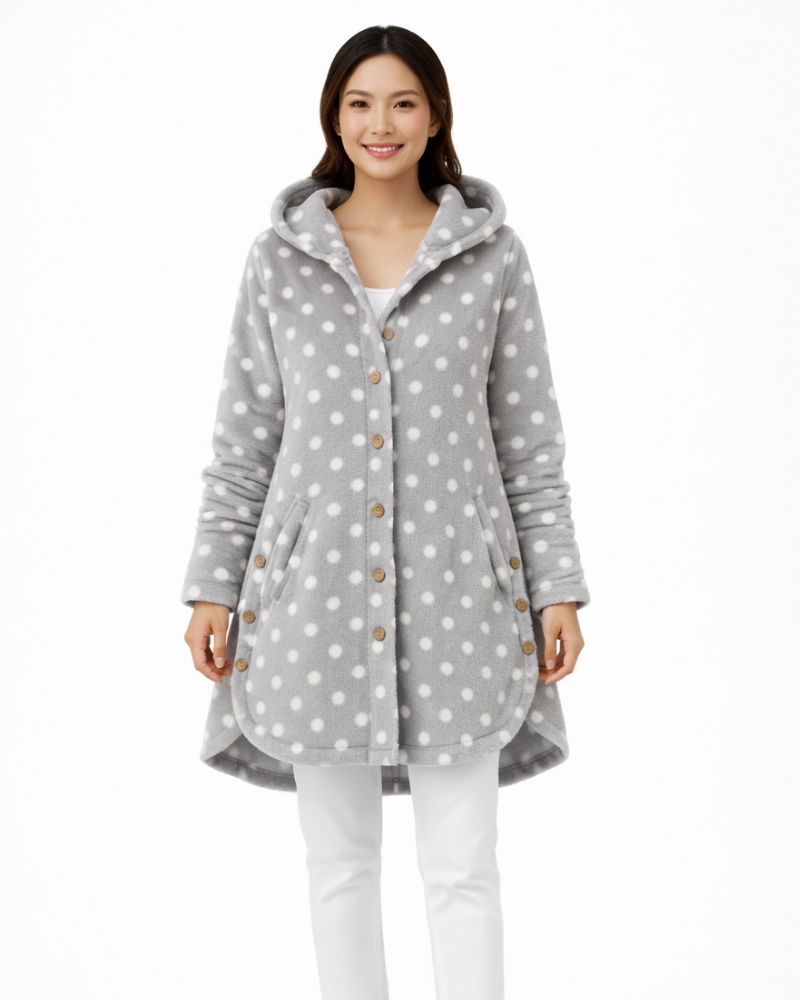 Sonia Women's Fleece Hooded Robe – Soft & Warm Comfortable Fit Lounge Dress