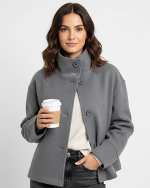 Yara Women's Short Jacket – Elegant Coat with Stand-Up Collar & Flattering Fit