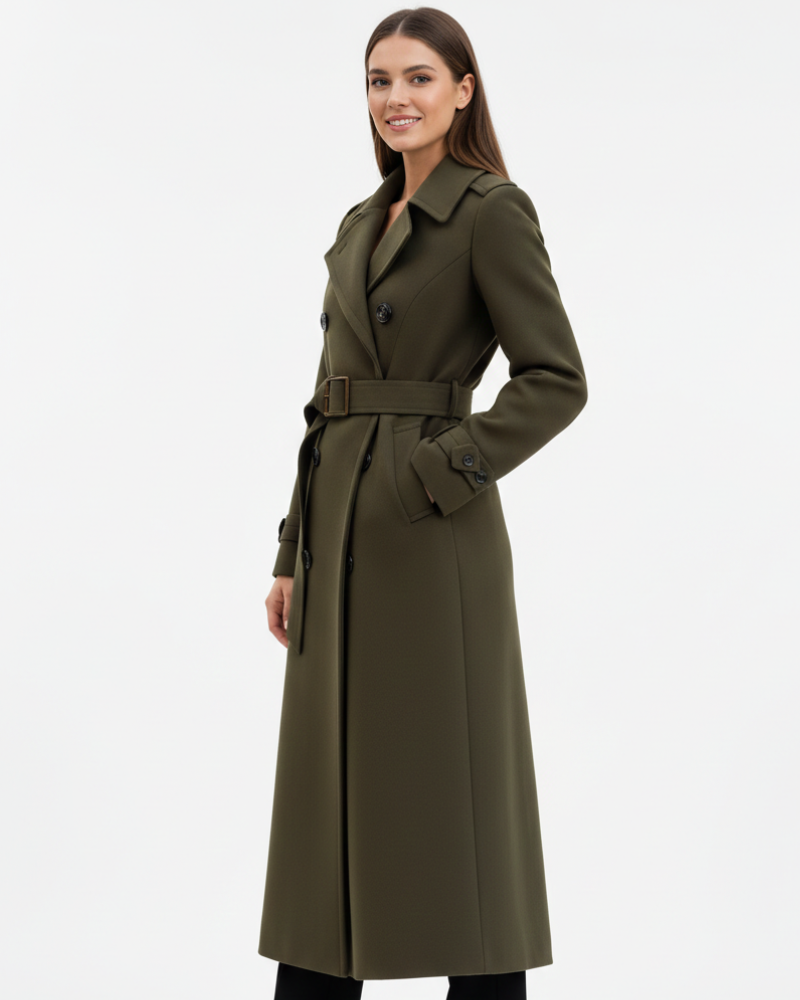 Gianilla Women's Long Fitted Coat – Elegant Coat with Belt, Modern Winter Style
