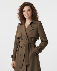 Charlie Women's Trenchcoat – Elegant Mid-Length Double-Breasted Coat with Fitted Cut