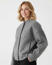 Norlyn Oversize Bomber for Women – Trendy Jacket with Stand-up Collar, Hidden Button Closure & Loose Fit