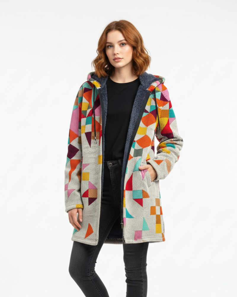 Aria Women's Artistic Knitted Vest – Flowing Cardigan with Elegant Print & Relaxed Fit