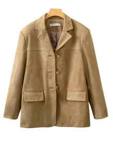 Calliope Synthetic Suede Blazer for Women – Classic Lapels, Straight Cut & Elegant Style