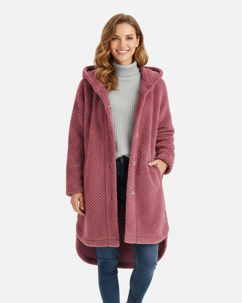Sonia Women's Fleece Hooded Robe – Soft & Warm Comfortable Fit Lounge Dress