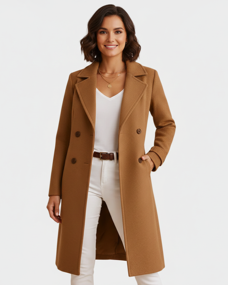 Amanda Mid-Length Woman's Fitted Coat – Timeless Grace & Windproof Comfort