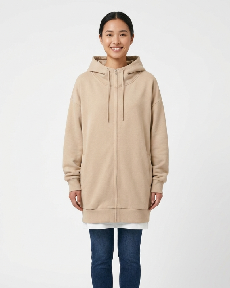 Remily Oversized Women's Zip-Up Hoodie – Warm Hoodie with Hood & Comfortable Fit