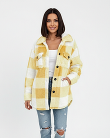 Ariana Women's Winter Jacket – Warm and Casual Checkered Fleece Jacket