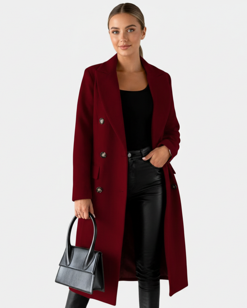 Zivory Elegant Long Women's Coat – Refined Cut with Button Closure