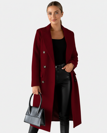 Zivory Elegant Long Women's Coat – Refined Cut with Button Closure