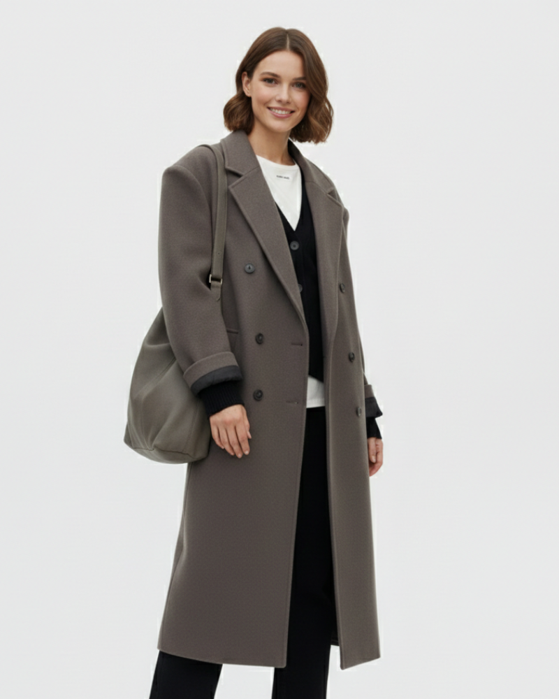 Claudia Manteau Oversize Women – Elegant Double-Breasted Jacket & Structured Shoulders