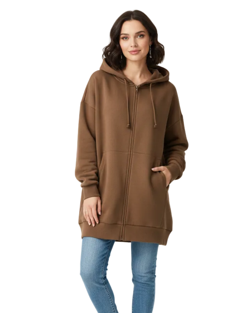 Remily Oversized Women's Zip-Up Hoodie – Warm Hoodie with Hood & Comfortable Fit